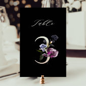Elegante botanische Blütennummer 3, schwarz Tischnummer
