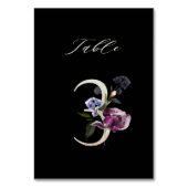Elegante botanische Blütennummer 3, schwarz Tischnummer (Rückseite)