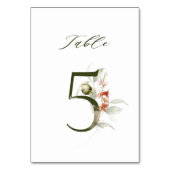 Elegante botanische Blütennummer 5, Tischnummer (Rückseite)