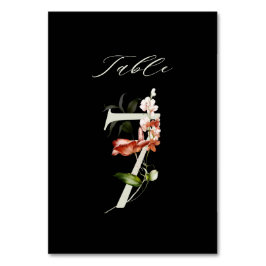 Elegante botanische Blütennummer 7, schwarz Tischnummer