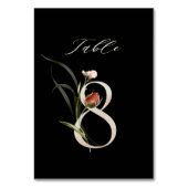 Elegante botanische Blütennummer 8, schwarz Tischnummer (Rückseite)