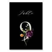 Elegante botanische Blütennummer 9, schwarz Tischnummer (Vorderseite)