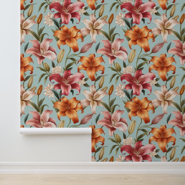 Elegante botanische Blütenschale und -klemme Tapete (Anwendung)