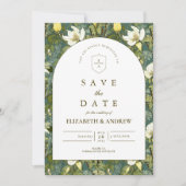 Elegante botanische Bogen-Gartenhochzeit Save The Date (Vorderseite)