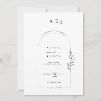 Elegante botanische Bogen-Hochzeitseinladungsvorla Einladung