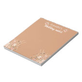 elegante botanische braune Hochzeit Notizblock (Rotiert)