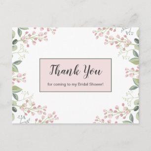Elegante botanische Dankeskarten für die Brautpart Postkarte