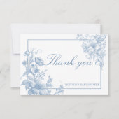 Elegante botanische Dusche aus staubblauer Babydus Dankeskarte (Vorderseite)