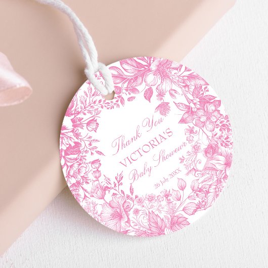 Elegante botanische Dusche in rosa Dusche Geschenkanhänger