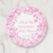 Elegante botanische Dusche in rosa Dusche Geschenkanhänger (Vorderseite)