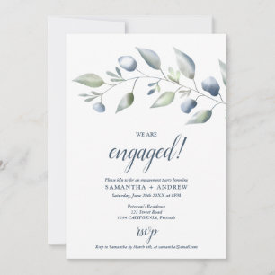 Elegante botanische dustige blaublättrige Verlobun Ankündigung