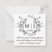elegante botanische einfach danke Ihnen Hochzeit Mitteilungskarte (Vorderseite)