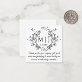 elegante botanische einfach danke Ihnen Hochzeit Mitteilungskarte (Vorderseite/Rückseite Beispiel)