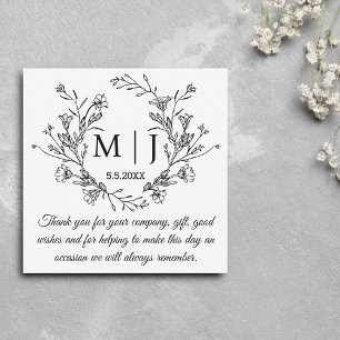 elegante botanische einfach danke Ihnen Hochzeit Mitteilungskarte