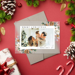 Elegante botanische einfache Foto-Weihnachtskarte Acryleinladungen
