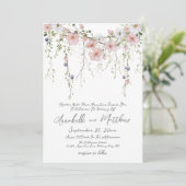 Elegante Botanische Einfache Wildblume Hochzeit Einladung (Stehend Vorderseite)