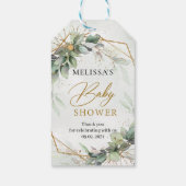 Elegante botanische Eukalyptus-Babydusche Geschenkanhänger (Rückseite)