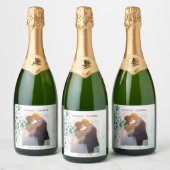 Elegante botanische Eukalyptus-Blätter Foto Hochze Schaumweinetikett (Flaschen)