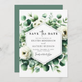 Elegante botanische Eukalyptus Digitale Hochzeit Save The Date (Vorne/Hinten)