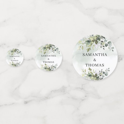 Elegante botanische Eukalyptus-Goldhochzeit Konfetti (Vorderseiten)