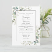 Elegante botanische Eukalyptus Grüne Einladung (Stehend Vorderseite)