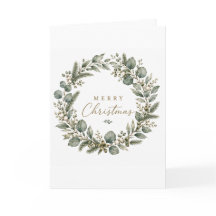 Elegante botanische Eukalyptus-Weihnachtskranzkart