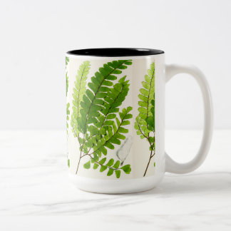 Elegante botanische Farn-Kaffeetasse – Vintage Grü Zweifarbige Tasse
