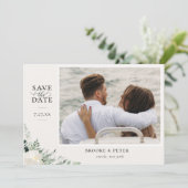 Elegante botanische Flachkarte Save the Date (Stehend Vorderseite)