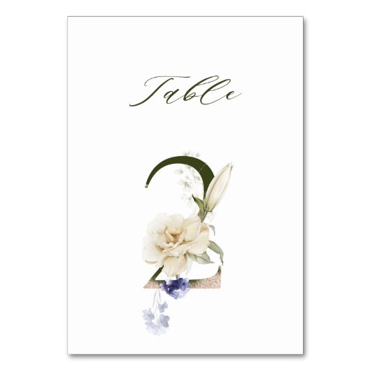 Elegante Botanische Flora Nummer 2, Tischnummer (Rückseite)