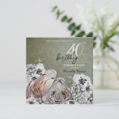 Elegante botanische Flora Überraschung Geburtstag Einladung (Stehend Vorderseite)