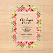 Elegante botanische Floral-Weihnachtsfeier Acryleinladungen (Vorderseite)