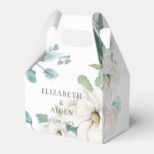 Elegante Botanische Florale Aquarell-Hochzeit Weiß Geschenkschachtel