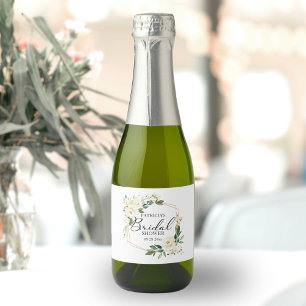 Elegante botanische florale Brautparty Schaumweinetikett