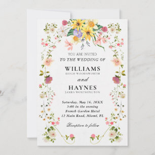 Elegante botanische florale Grün-Hochzeit Einladung