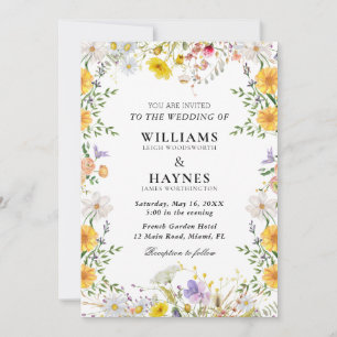 Elegante botanische florale Grün-Hochzeit Einladung