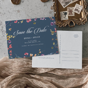 Elegante botanische florale Hochzeit - Save-the-Da Einladungspostkarte