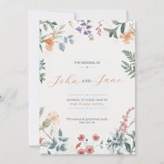Elegante botanische florale Hochzeitseinladungskar Einladung