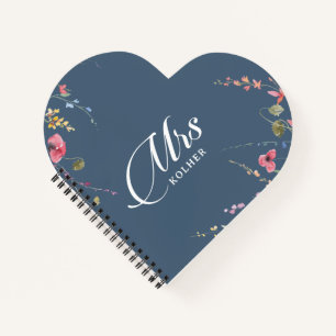 Elegante botanische florale Kalligrafie-Hochzeit Notizblock