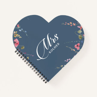 Elegante botanische florale Kalligrafie-Hochzeit Notizblock