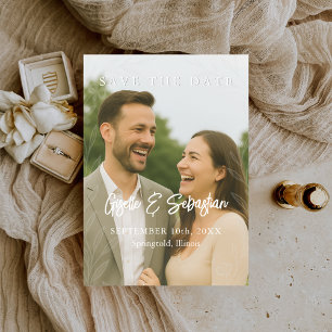 Elegante botanische Foto Romantische Schrift Save The Date