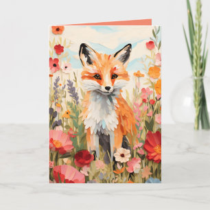 Elegante Botanische Foxgeklappte Grußkarte Karte