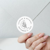 Elegante botanische Gastgeschenk Hochzeit des Mond Runder Aufkleber