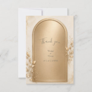 Elegante botanische goldene metallische Hochzeitsb Dankeskarte