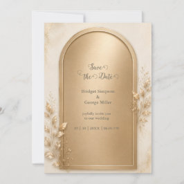 Elegante botanische goldene metallische Hochzeitsb Einladung