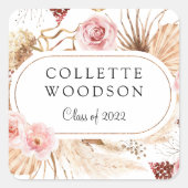 Elegante botanische Graduiertenparty Quadratischer Aufkleber (Vorderseite)