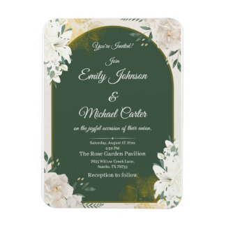 Elegante botanische Grün- und Goldhochzeit Magnet