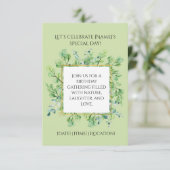 Elegante Botanische Grüne Geburtstagsparty Einladung (Stehend Vorderseite)