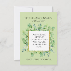 Elegante Botanische Grüne Geburtstagsparty Einladung