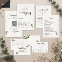 Elegante botanische grüne Hochzeitseinladung