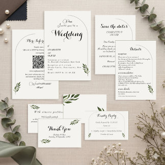 Elegante botanische grüne Hochzeitseinladung Einladung